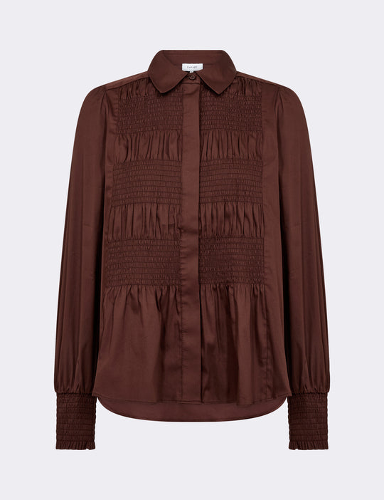 LR-ISLA SOLID 117 Skjorte Mørk brun