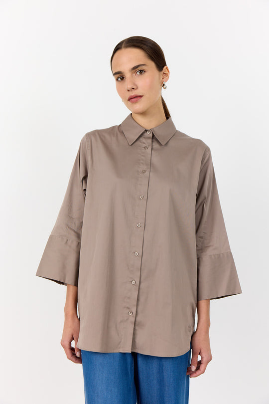 LR-ISLA SOLID 124 Skjorte Mørk sand
