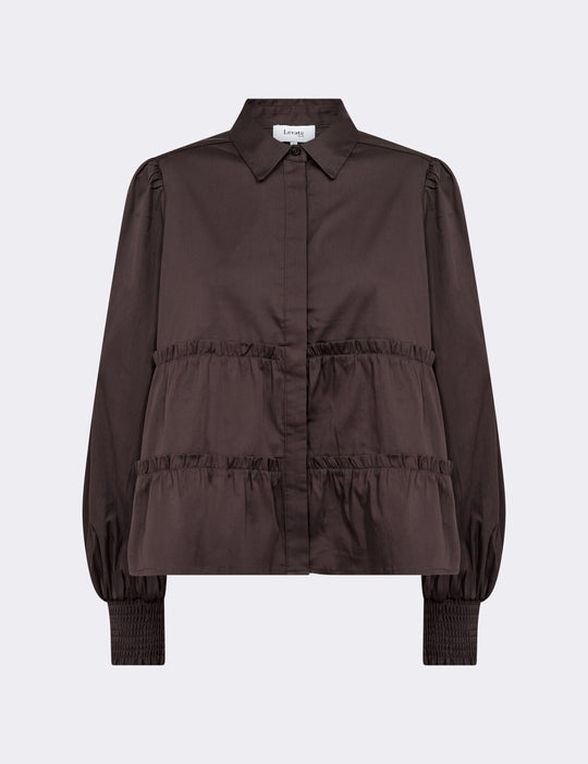 LR-ISLA SOLID 95 Skjorte Mørk brun