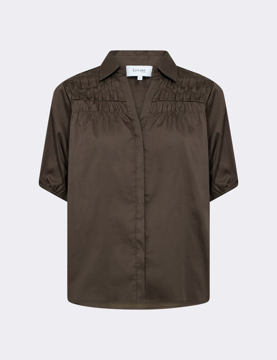 LR-ISLA SOLID 129 Skjorte Mørk brun