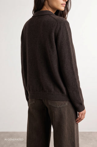 LR-ISMAILA 6 Cardigan Mørk brun