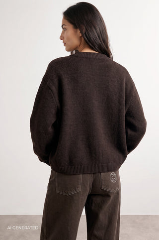 LR-PERLE 9 Cardigan Mørk brun