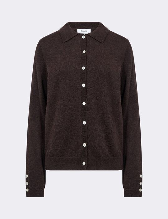 LR-ISMAILA 6 Cardigan Mørk brun