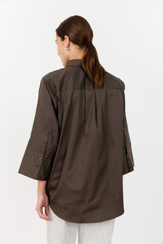 LR-ISLA SOLID 124 Skjorte Mørk brun