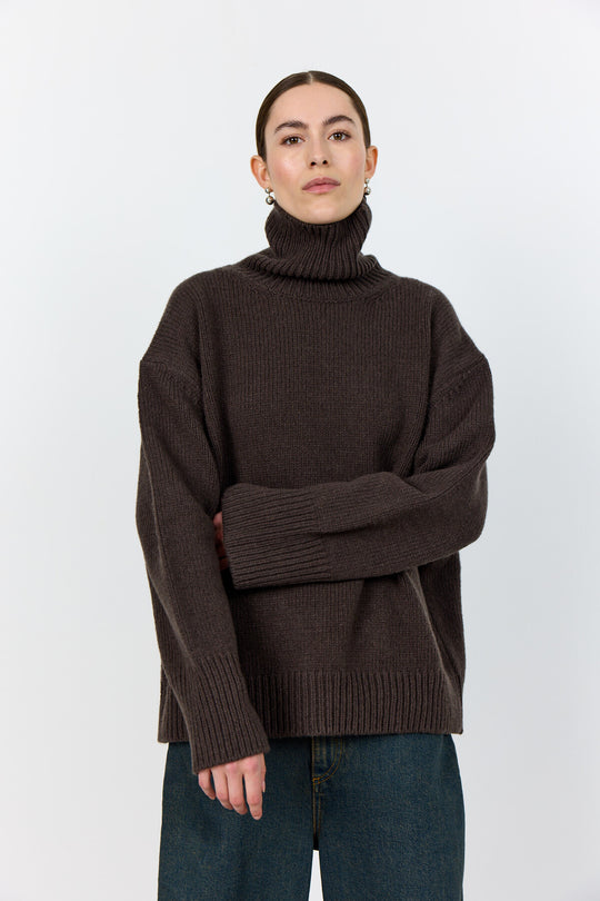 LR-PERLE 3 Pullover Mørk brun