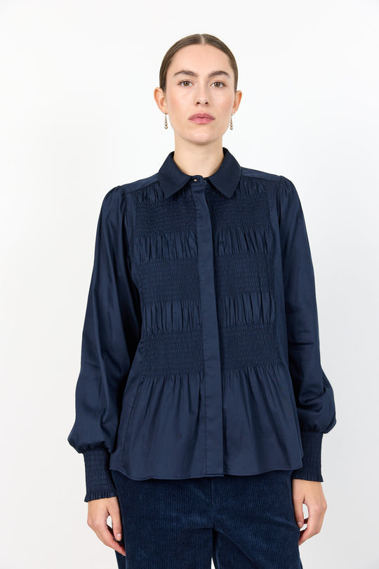 LR-ISLA SOLID 117 Skjorte Mørk blå