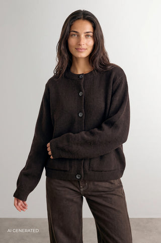 LR-PERLE 9 Cardigan Mørk brun