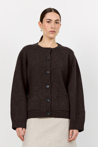 LR-PERLE 9 Cardigan Mørk brun