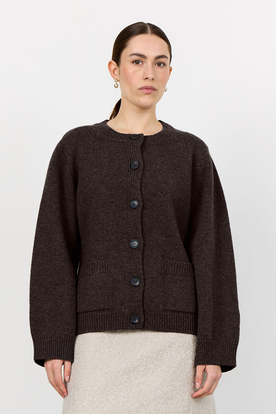 LR-PERLE 9 Cardigan Mørk brun