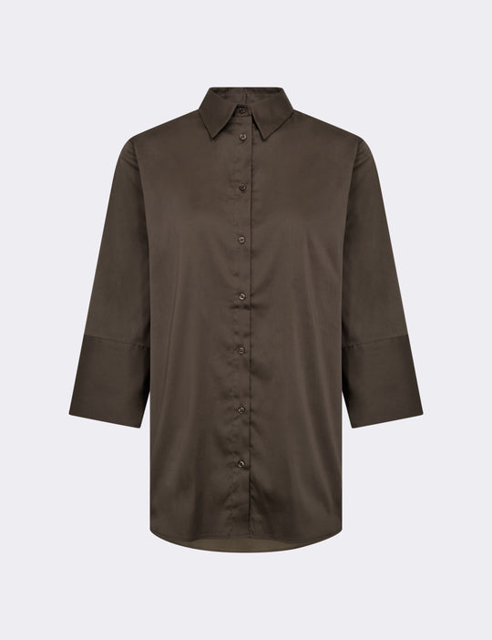 LR-ISLA SOLID 124 Skjorte Mørk brun