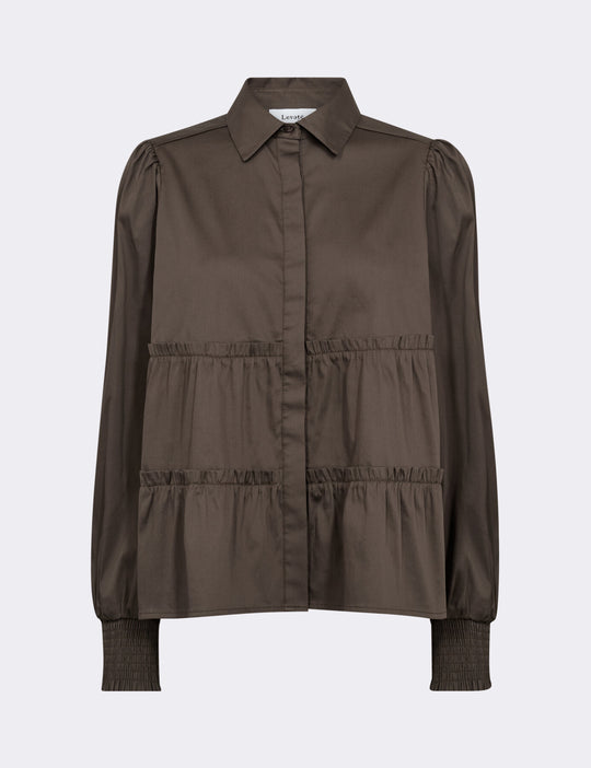 LR-ISLA SOLID 95 Skjorte Mørk brun