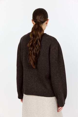 LR-PERLE 9 Cardigan Mørk brun