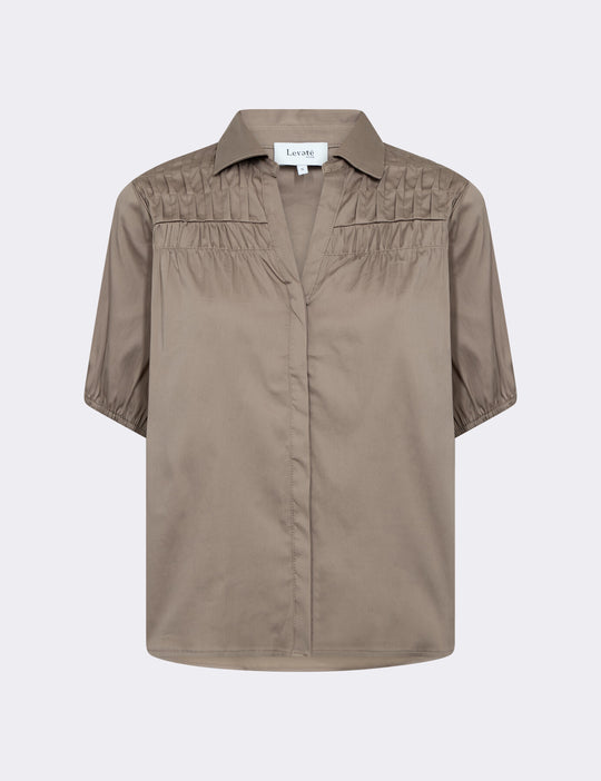 LR-ISLA SOLID 129 Skjorte Mørk sand