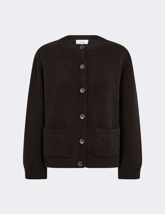LR-PERLE 9 Cardigan Mørk brun