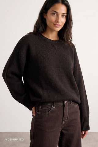 LR-PERLE 1 Pullover Mørk brun