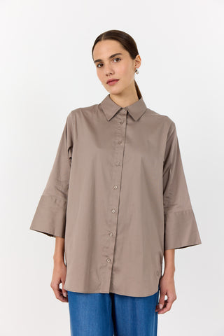 LR-ISLA SOLID 124 Skjorte Mørk sand