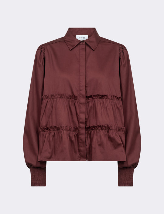 LR-ISLA SOLID 95 Skjorte Mørk brun